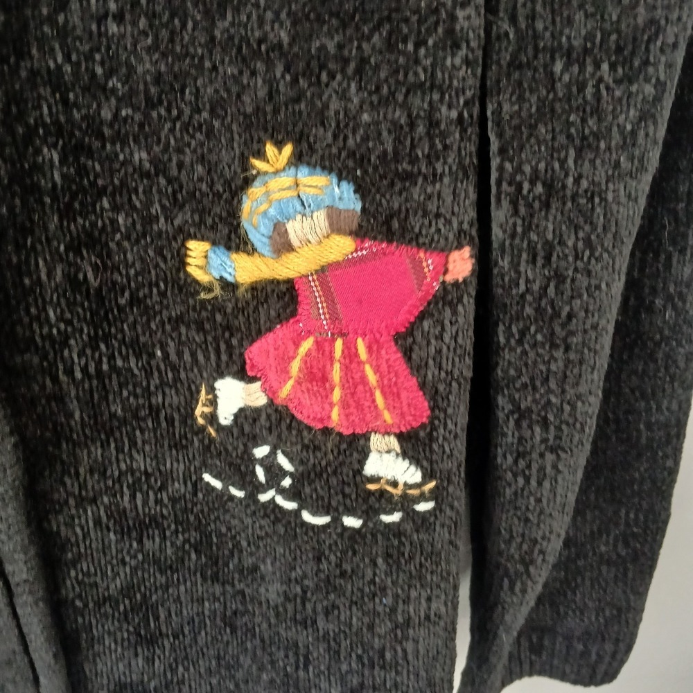 Alfred Dunner Vintage Size Large Knit Full Zip Sweater Snowflakes Embroidered - Picture 9 of 14